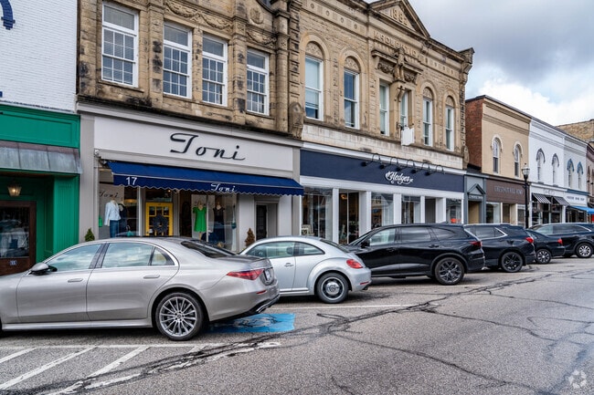 Unique specialty shops line the streets of Chagrin Falls.
