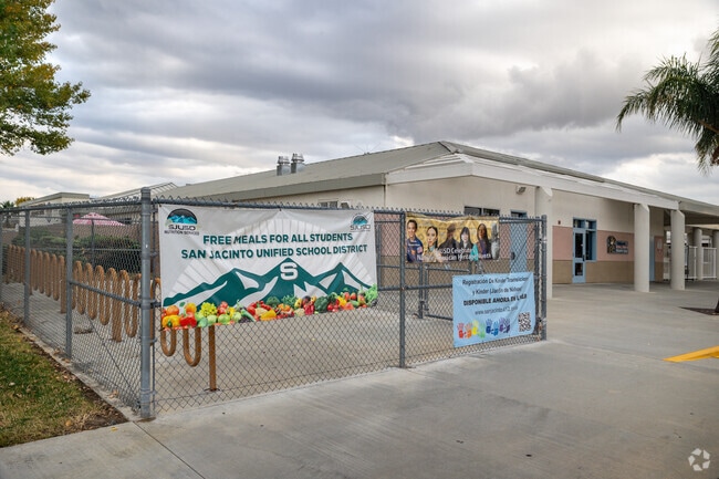 Kids can lock up their bikes at Clayton A. Record, Jr., Elementary School in San Jacinto.