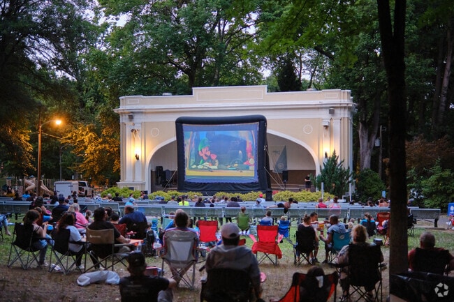 Families gather in the Hagerstown City Park for movie night.
