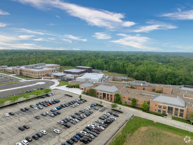 An aerial view of Indian Hill Middle School showing the layout of their campus.