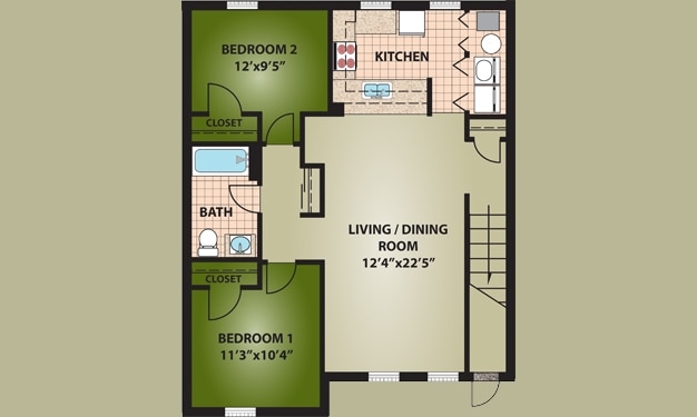 2BR/1BA