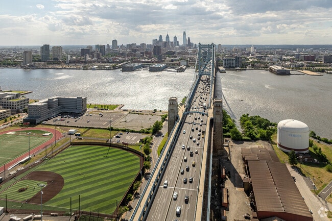 I-676 takes travelers from Camden's Central Waterfront across the Ben Franklin Bridge.
