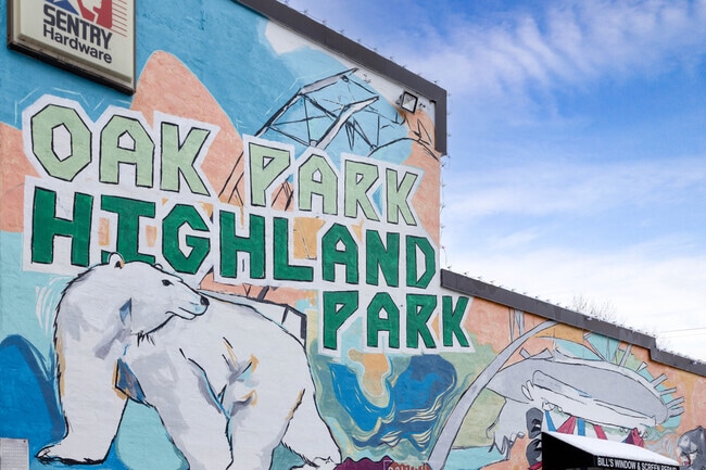 The local shopping district in Highland Park has the mascot of North High, the Polar Bears.