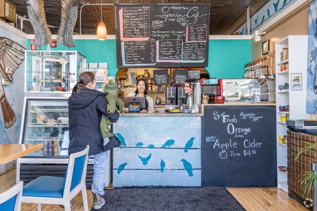 The Sparrow Cafe is a local coffee shop and bakery in the Lynnhurst neighborhood.