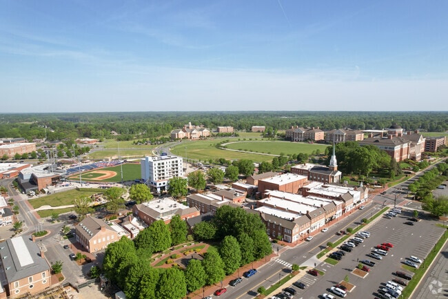 An aerial view of downtown Kannapolis, Car Town.