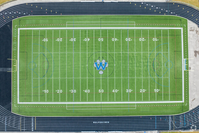 A top down view of the Waukesha West High School football field.