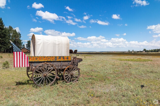 An old wagon tells passersby which neighborhood they're entering.