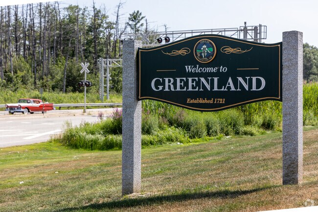 Installed in 2021 as an Eagle Scout project, the welcome sign for Greendland sits off Route 33.