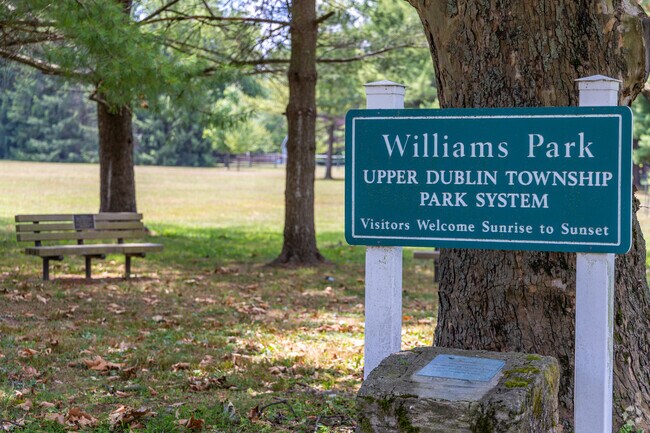 Williams Park offers shaded green space and open area to enjoy time outside in Maple Glen.