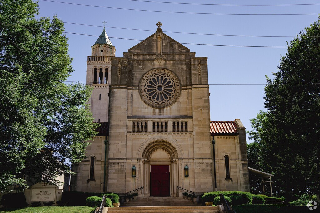 The church entrance to Sts. Peter & Paul Regional Catholic School in Lexington, KY.