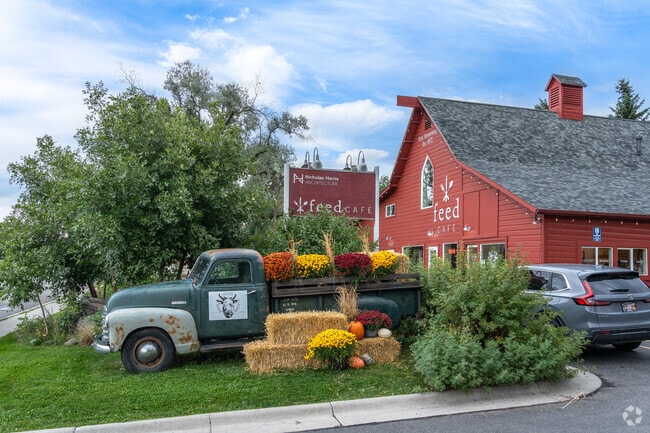 Be sure to check out the farm style architecture and wood interiors of Feed Cafe near Kirk.