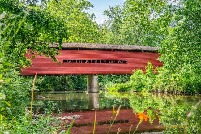 The Sheeder-Hall bridge in East Vincent, built in 1850, spans the beautiful French Creek.