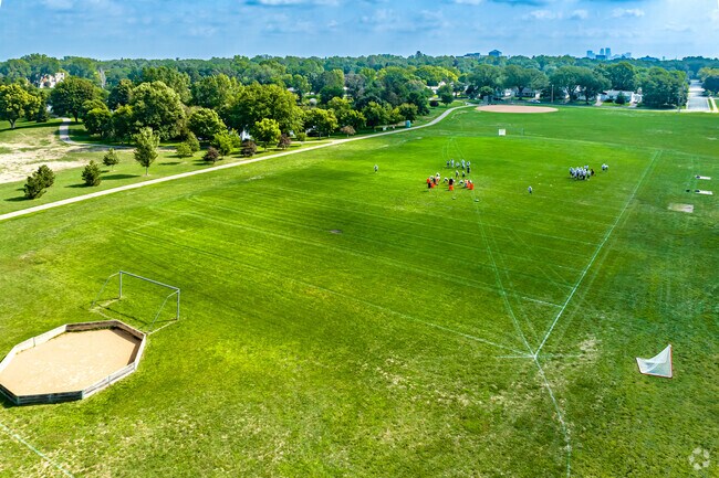 A large practice field at St. Louis Park Middle School is used for football.