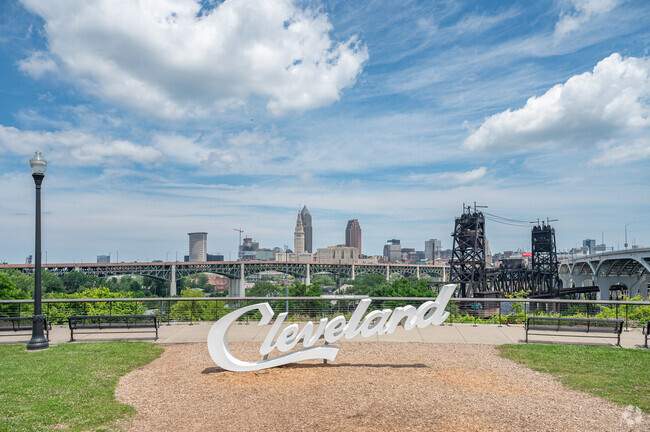 Duck Island is a short walk away from one of the famous Cleveland Script Signs.
