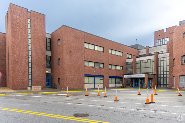 The arrival area for students at the Arlington Middle School in Lawrence, MA.