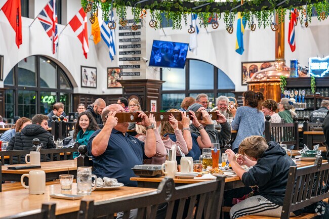 Hofbräuhaus, a lively beer hall near Playhouse Square, boasts live music and tasty Shot-skis.
