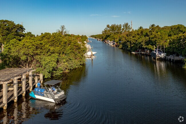 Many finger canals lead boaters to Lake Clarke in Lake Clarke Shores, FL.