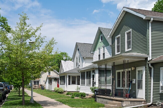 Rows of gabled homes can be found on the west side of Powell Poage Hamilton.
