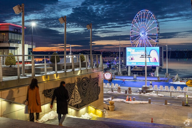 Enjoy a night out and take in the sights at the National Harbor in Fort Washington.