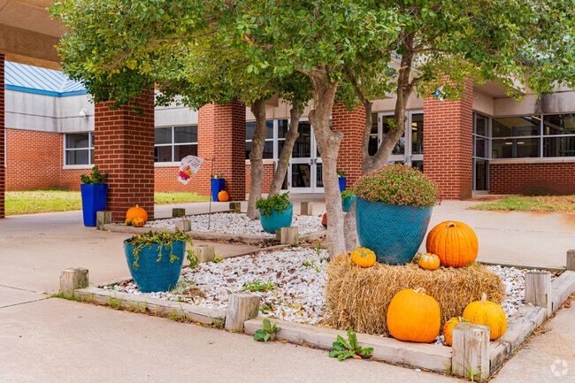 Close up shot of cute autumn decor in Washington Irving Elementary School.