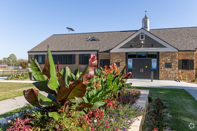 Colorful flowers welcome visitors to Tourtellotte Park.