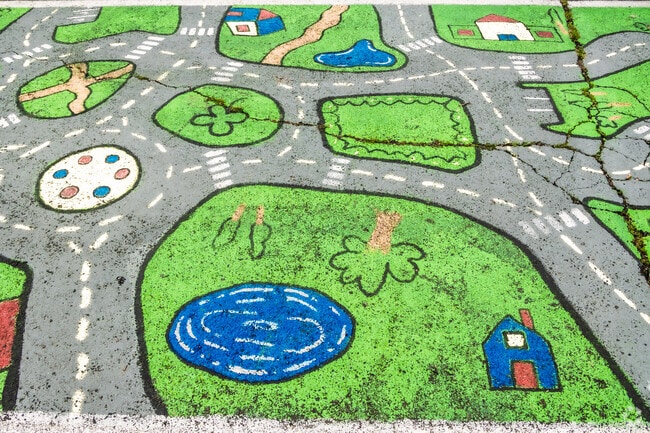 Ground murals at Raton High School.