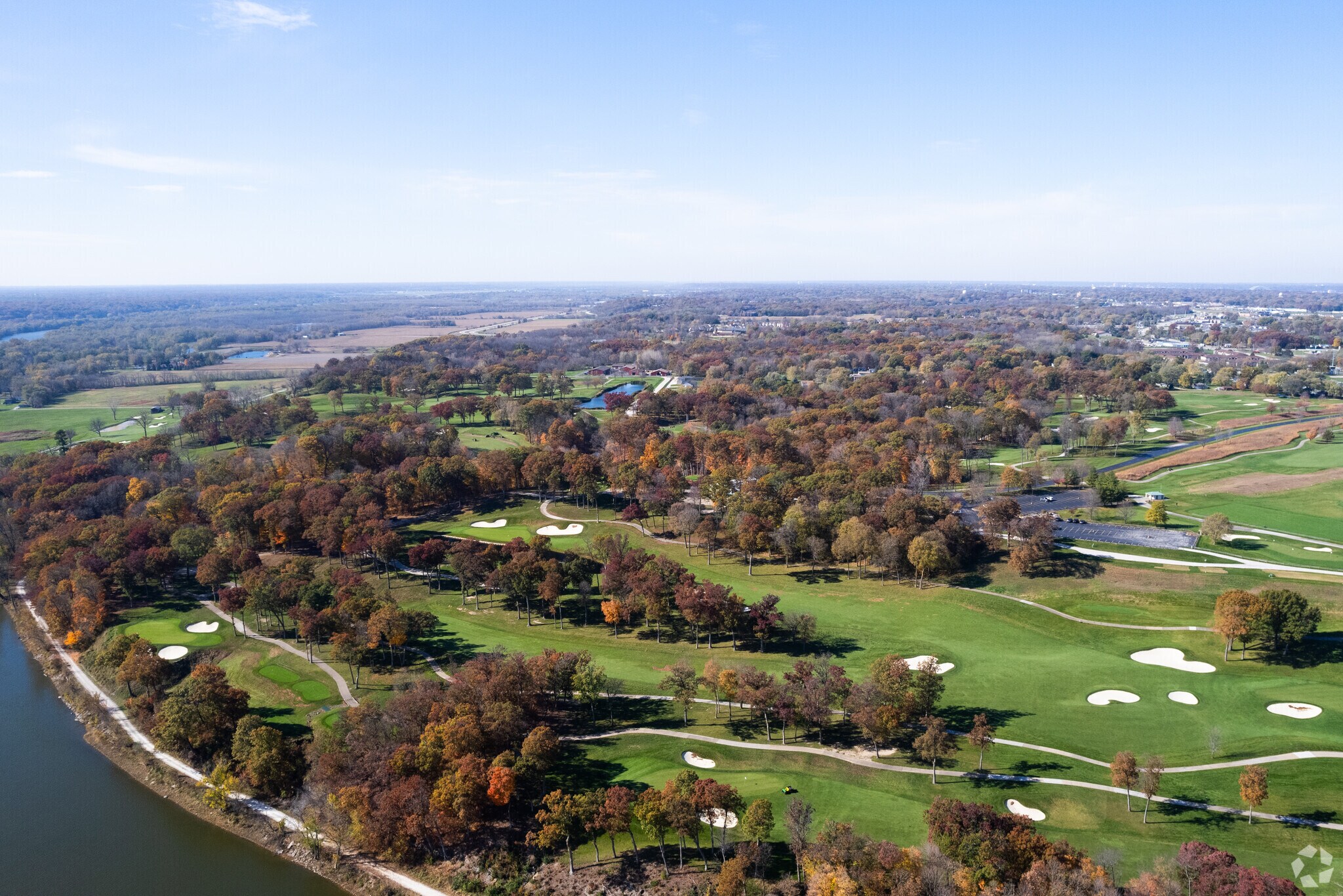 An elevated view of the TCP Deere Run Golf Course in Carbon Cliff.