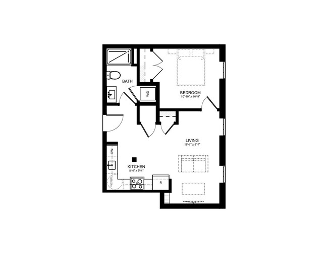 Explore this chic urban apartment layout, designed for stylish city living.