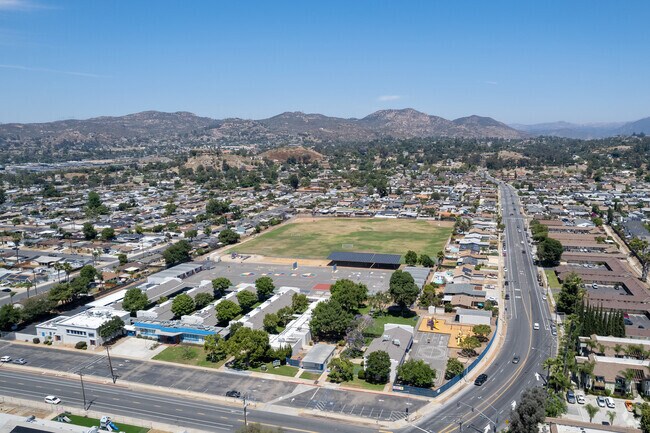 An elevated view of Meridian Elementary School located in El Cajon.