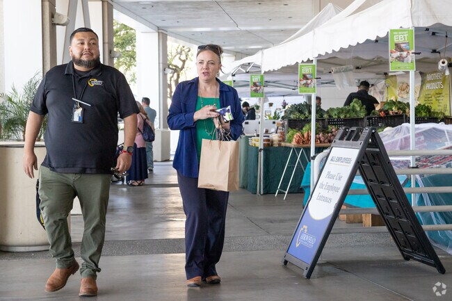 Local Colton employees enjoy a break at the Arrowhead Regional Farmers Market.