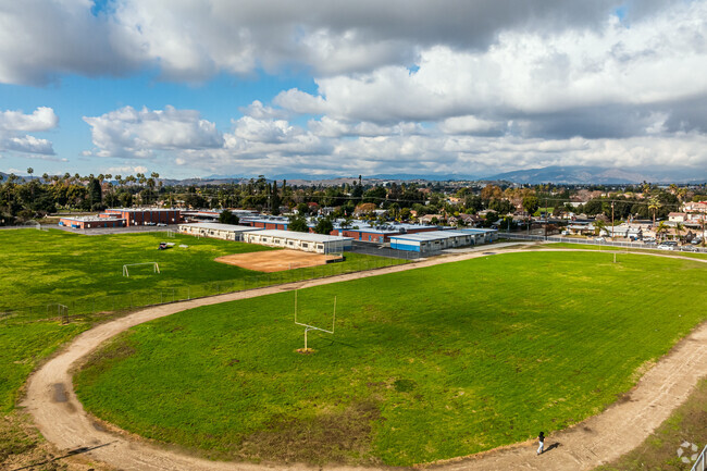 Students can enjoy the fields and track at Simons Middle School.