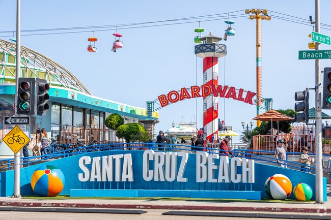 The Santa Cruz Beach Boardwalk sits at the edge of Beach Hill-Beach Flats.