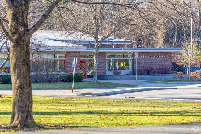The front arrival area at the Henry C. Sanborn Elementary School in Haggetts.