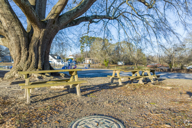 Grover Elementary School outdoor learning and gathering area for students.
