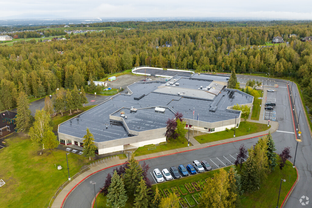 Huffman Elementary School is surrounded by a heavily wooded area.