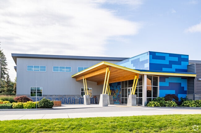 North entrance at Lakes Middle School.