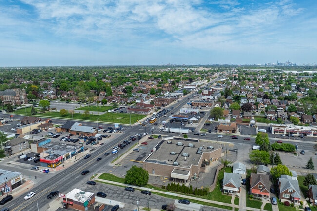 Downtown Detroit is not far from the busy intersection of Schaefer and Warren near Hemlock Park.