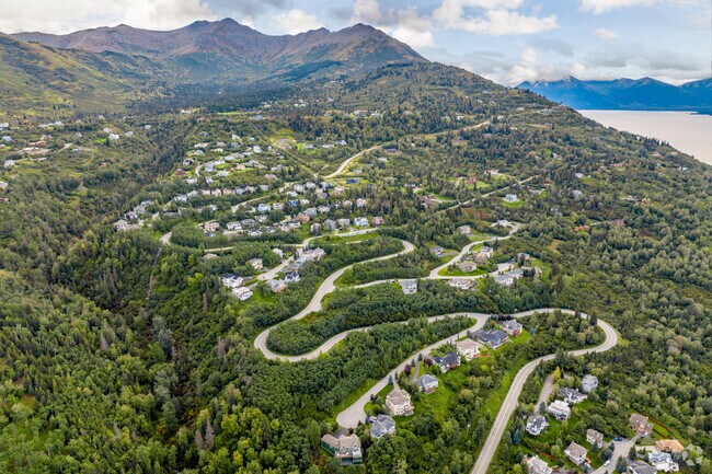 Much of the neighborhood of Rabbit Creek can be found hillside overlooking Cook Inlet.