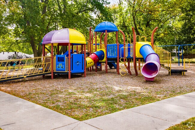 Mill Creek Park Playground has a colorful slide.