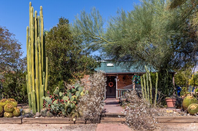 Walking in Jefferson Park is scenic at every turn, with vivid cactus and unique home styles.