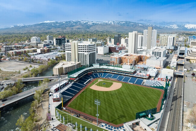 The Reno Aces Stadium located in the heart of Downtown Reno.
