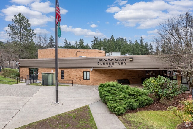 Louisa May Alcott Elementary School entrance.