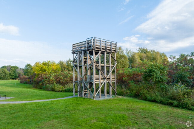 In Macdonald Park of Wellington, you can climb atop this tower and really see the Mystic River.