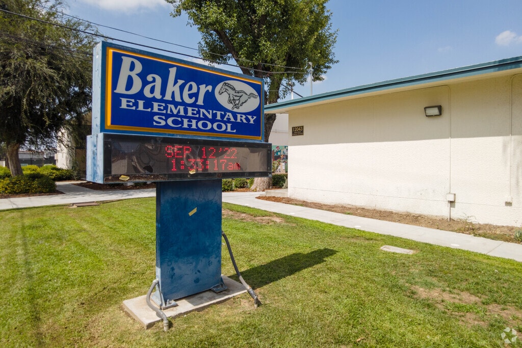 Baker elementary school signage displays school updates.