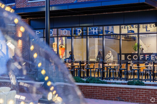 The Stock and Grain Food Hall in downtown High Point is a quick drive from Johnson Street Park.
