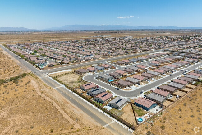 Aerial view of Mesa Linda, a quiet desert neighborhood in Victorville, California.