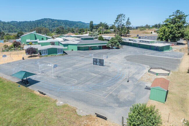 West Marin Elementary School has a large blacktop for students to play.
