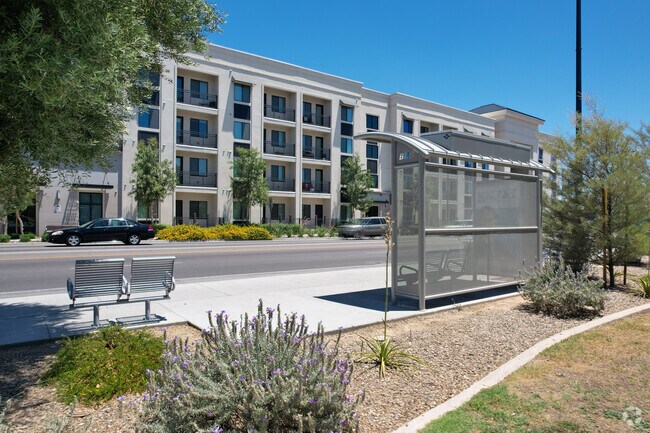 Shaded bus stops are located throughout Downtown Mesa.