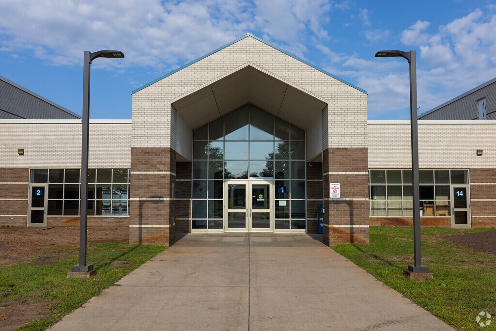 Main entrance to Cedar Creek Community School in Isanti Northern Suburbs, CEDAR MN