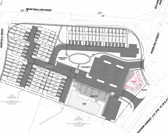 Future plans for 48 townhomes, additional retail and green space. -Approved by the town